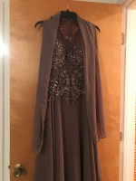Gorgeous Bronze Mother of the Bride Long Dress Gown with Shawl