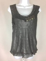 CAbi XS #155 Jewel Tee Bubble Tank Black Overlay Emblellished