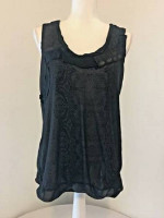 CAbi XS #155 Jewel Tee Bubble Tank Black Overlay Emblellished