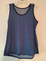 Land's End Women's Navy/Black Geometric Sleeveless Tunic Top MEDIUM