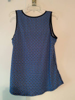 Land's End Women's Navy/Black Geometric Sleeveless Tunic Top MEDIUM