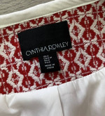 Cynthia Rowley Red/White Diamond Print Long Open Front Blazer Jacket S