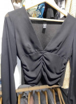 Windsor Store: Black Ruched Crop Top, women’s size M