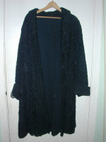Vintage Womens Long Black Karakul Coat