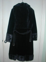 Vintage Womens Belted Long Black Fur Coat