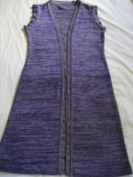 Vintage 1970 Style Knit Purple White Midi Sweater Vest DUSTER STYLE