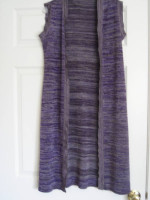 Vintage 1970 Style Knit Purple White Midi Sweater Vest DUSTER STYLE