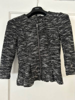 Women's lined zipper Jacket gray 3/4 sleeve - size 6