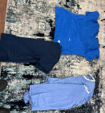 Size L Scrub lot; 16 pieces in total: tops, bottoms and jackets;