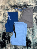 Size L Scrub lot; 16 pieces in total: tops, bottoms and jackets;