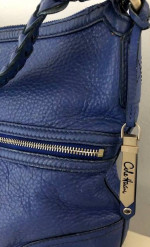 COLE HAAN Large Blue Leather Handbag