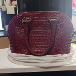 STAUER Red Croc Embossed Hard Leather Handbag Purse