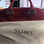 STAUER Red Croc Embossed Hard Leather Handbag Purse