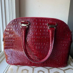 STAUER Red Croc Embossed Hard Leather Handbag Purse