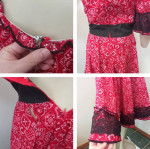 Vintage Women's Bust 37" Western Square Dance Dress Red White Bandana