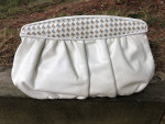 White Leather Moskowitz Clutch Handbag