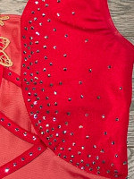 Custom Made Dance Ice Skating Costume, Adult Medium, Glam Red Leotard