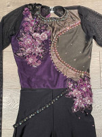 2 Custom Handmade Dance Ice Skating Costumes, Adult SM Black Unitards