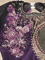 2 Custom Handmade Dance Ice Skating Costumes, Adult SM Black Unitards
