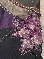 2 Custom Handmade Dance Ice Skating Costumes, Adult SM Black Unitards