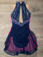 Custom Made Dance Ice Skating Costume, Adult Medium, Blue/Pink Colors