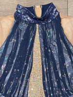 Custom Made Dance Ice Skating Costume, Adult Medium, Blue/Pink Colors
