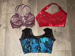 3 Dance Bra Tops, Child Large, Girl 12-14, Dress-Up Clothes, Worn Once