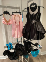 3 Custom Handmade Dance Costumes, Child Medium, Swarovski Crystals