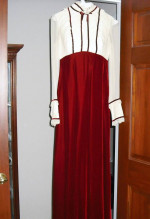 Floor length dress, cranberry color, size Jr. 9 or misses 8