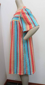 Vintage Women's Duster House Coat Snaps Robe Pockets Plisse Fabric