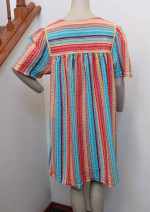 Vintage Women's Duster House Coat Snaps Robe Pockets Plisse Fabric