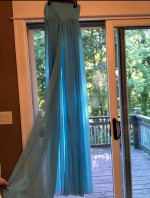 Blue Front Split Maternity Dress