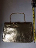 Gold Purse + Ingber Peau de Soie Black Evening Clutch Purse