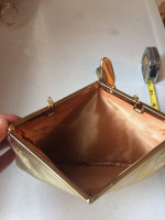 Gold Purse + Ingber Peau de Soie Black Evening Clutch Purse