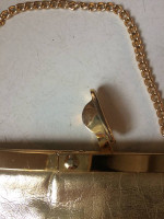 Gold Purse + Ingber Peau de Soie Black Evening Clutch Purse