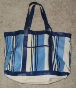 LARGE BLUE STRIPED BEACH BAG / TOTE