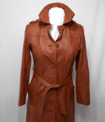 French Vintage  women's Leather trench coat