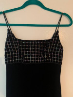 Black velvet evening dress