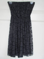 Hollister Navy Blue Strapless Floral Lace Dress - Women's Size Small