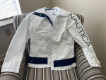 Nautica Women's Wind Breaker Rain Jacket HoodedWhite/Blue Never Worn
