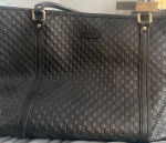 Authentic GUCCI black MICRO GUCCISSIMA leather magnetic snap top TOTE