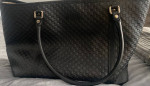 Authentic GUCCI black MICRO GUCCISSIMA leather magnetic snap top TOTE