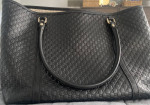 Authentic GUCCI black MICRO GUCCISSIMA leather magnetic snap top TOTE
