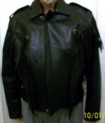 Mens Black Leather Fringe Jacket