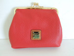 Dooney & Bourke NEW Leather Large w/6 Credit Card Slots Coin Purse RED