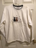 Ladies ivory fleece top 3 cats appliqué XL NWOT