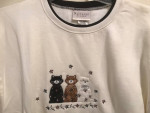 Ladies ivory fleece top 3 cats appliqué XL NWOT