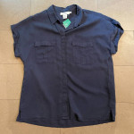 Navy Blue button down blouse shirt NEW w/Tag - Size 12