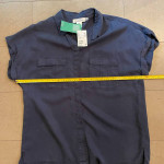 Navy Blue button down blouse shirt NEW w/Tag - Size 12