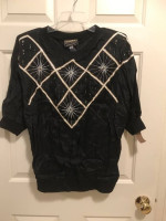 Black satin embellished ladies top NWT L